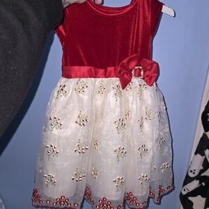 Red and White Floral Dress with Bow